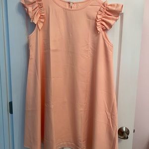Soft pink A line loose swing dress with ruffle sleeve